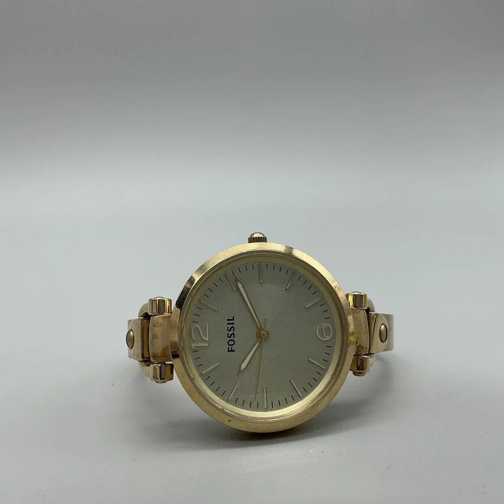 Fossil Georgia ES3084 Womens Watch 32mm Gold Tone Bangle New Battery 6.5
